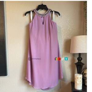 JJ House A-line Scoop Knee-Length Chiffon Cocktail Dress With Beading